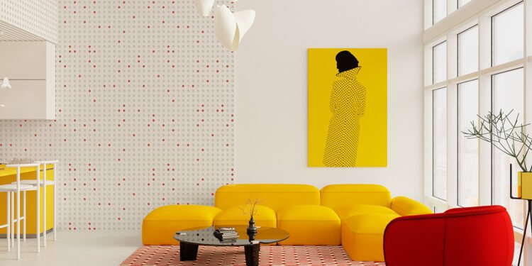 Superando los límites con una potente decoración decorativa en rojo y amarillo