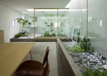 Siete baños transparentes para hogares que lo comparten todo