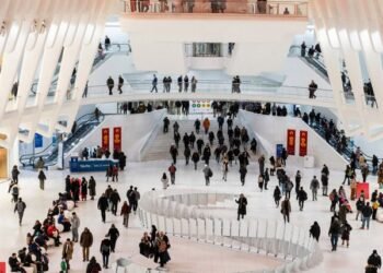 La escultura de aluminio en el Oculus celebra el año de la serpiente