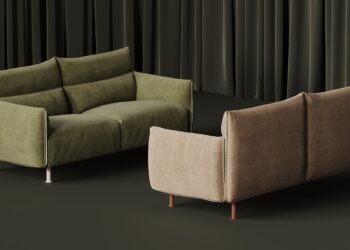 Pearson Lloyd diseña un sofá de abrazo de respaldo alto para «entregar la postura correcta»