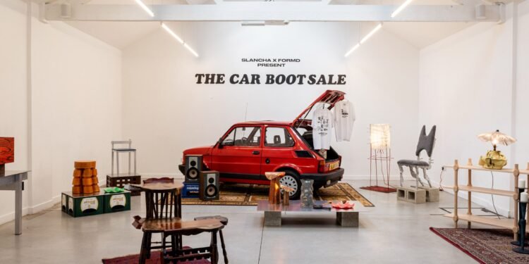 Slancha mete el Fiat 126 en la galería de Londres para la exposición Car Boot Sale