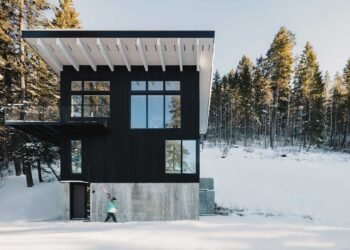 Una cabaña moderna se eleva sobre los árboles para maximizar las vistas