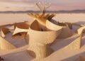 James Gwertzman basa el templo de Burning Man en una rara flor del desierto